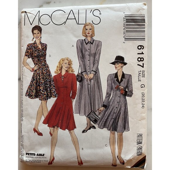 McCall's Other - 1990's McCall's Misses' Dress Pattern 6187 Size 20-22-24 UNCUT Business Pro